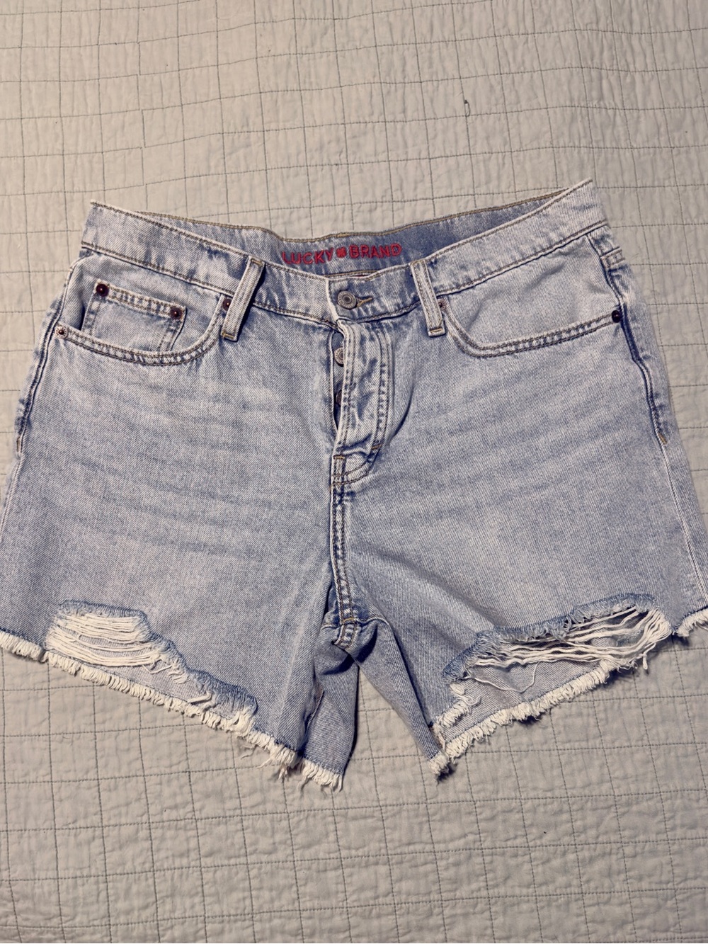 Lucky Brand Light Wash Distressed Denim Cutoff Shorts